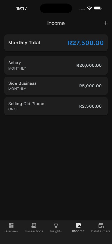 Income tab