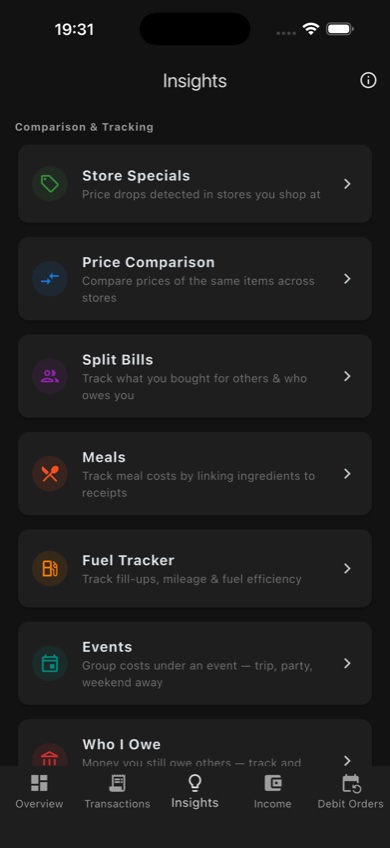 Insights tab hub